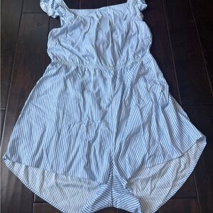 H&M DIVIDED Blue and White Striped Romper 100% Viscose